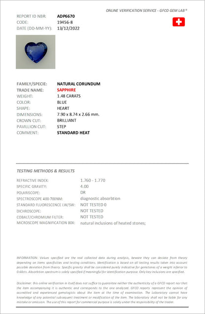 Sapphire - Heart 7.90x8.74MM - 1.48 Cts.