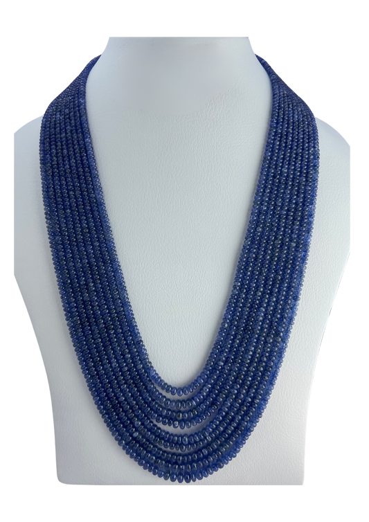 Blue Sapphire - Plain Beads Necklace