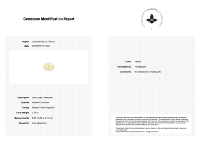 Yellow Sapphire - Oval 8.81x6.79MM - 2.75 Cts.